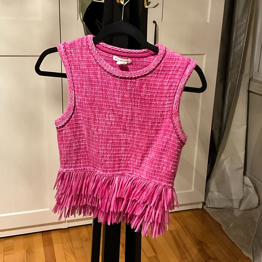 Club Monaco Vibrant Pink Fringe Tank Top